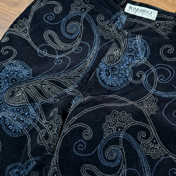 Windridge Sz 10 Women's Black Blue Paisley Boot Cut Pants Jeans - Picture 2 of 12